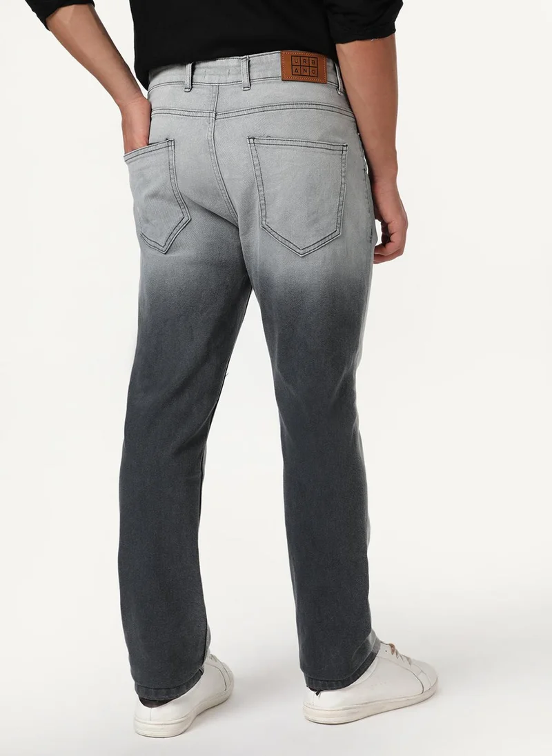 Urbano Fashion  Urbano Fashion Men's Dark Grey Straight Fit Heavy Washed Faded Denim Jeans Stretchable for Men | Best Price UAE